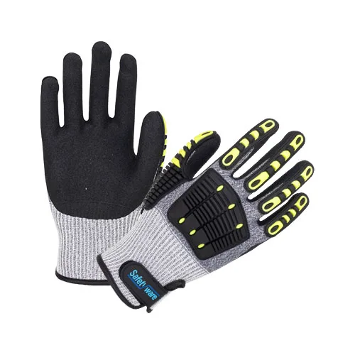 TPR Mechanic Sandy Nitrile Coated Work Gloves Anti-Cut Level F Impact Gloves with HPPE Protective Industrial En388 Certified