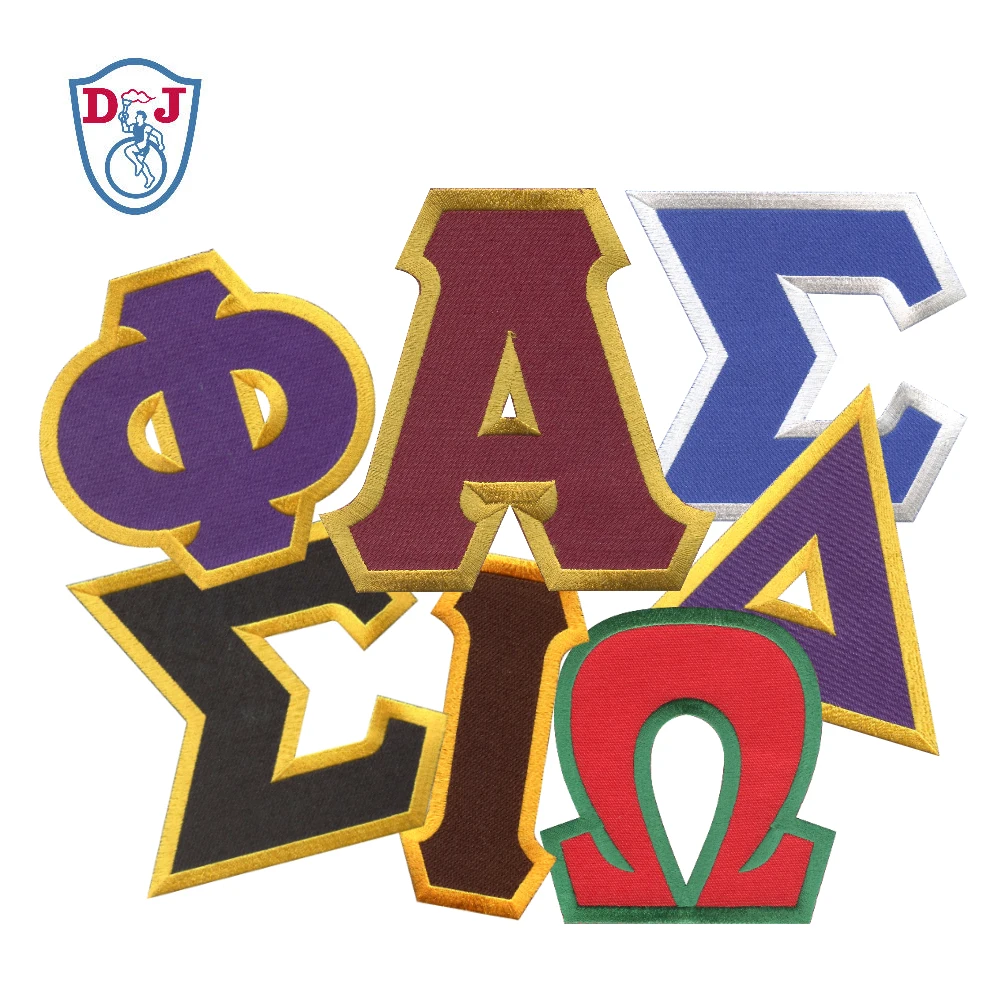 Customized Letter Patches Iron On Greek Letter Embroidered Applique sorority & fraternity patches