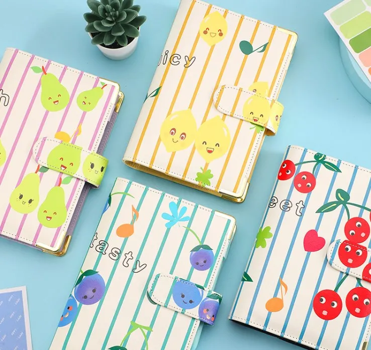 Colour printed fruit Macaron A6 loose-leaf Budget Book Note Book Leather PU Note Book