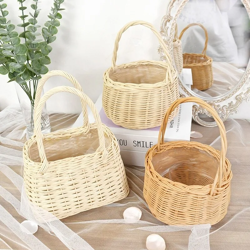 Hot selling rattan flower basket competitive price unique hand made wicker gift baskets for flowers