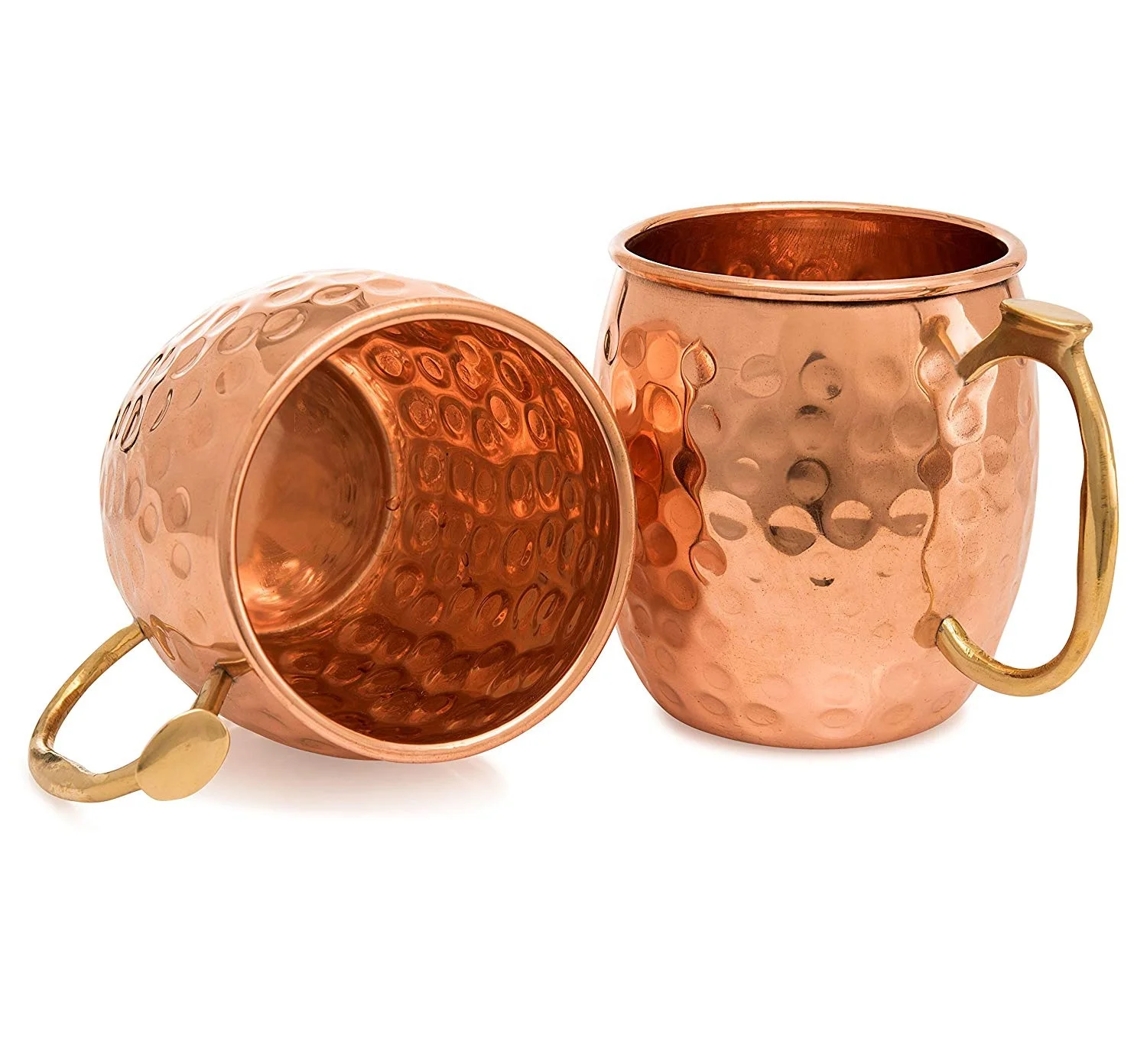 8 - ROUND SHAPE COPPER MUG - HAMMER - D HANDLE