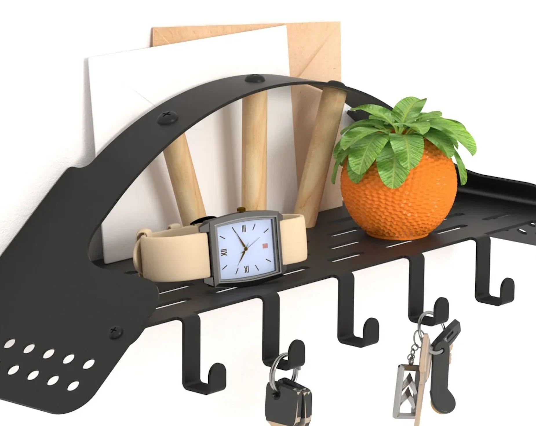 Бестселлер современный дизайн органайзер для почтовых отправлений черный металлический держатель ключей на стену с полками 5 крючками милый подарок