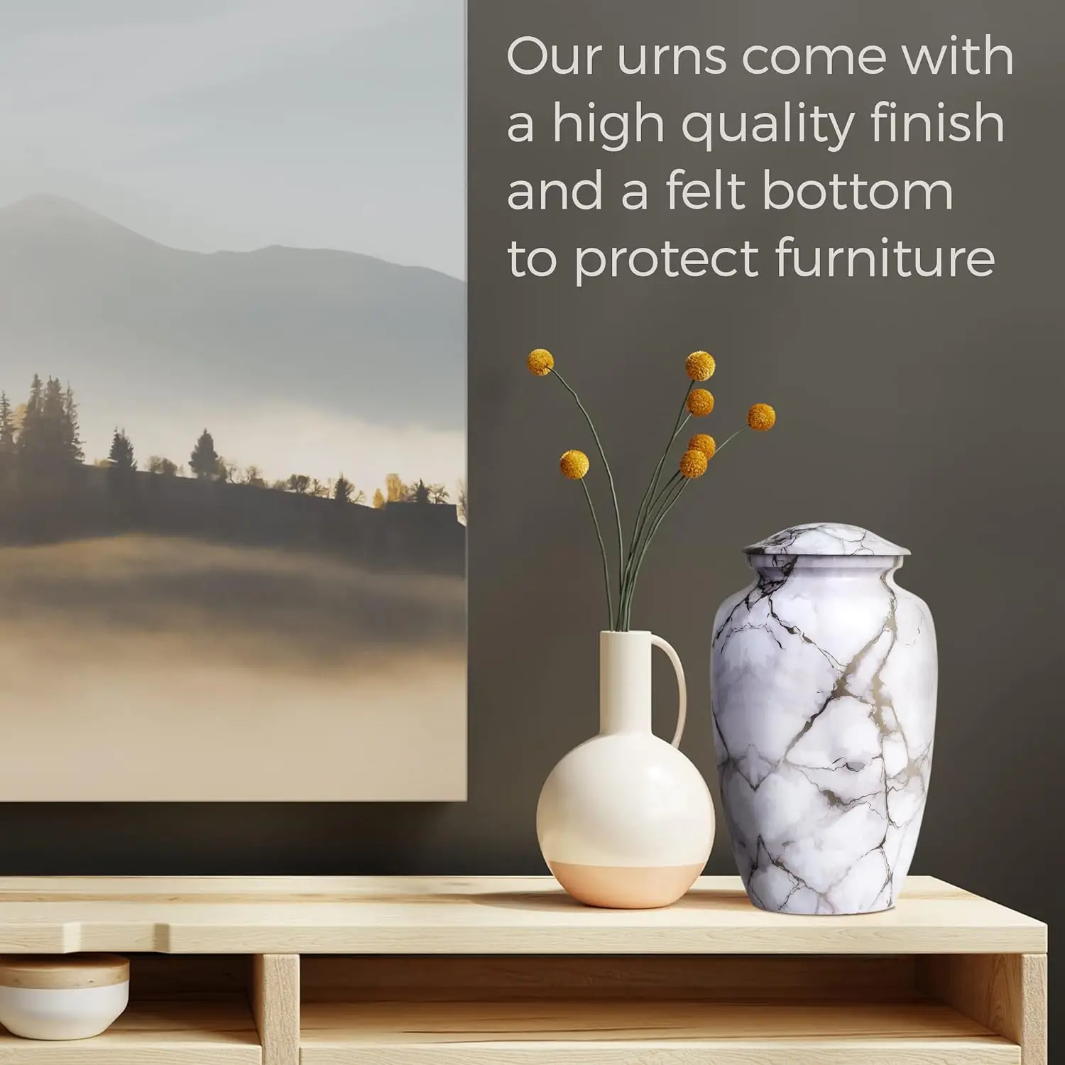 White Marble Finish Alloy Cremation Urn & Keepsake For Human Pet Cremated Ashes Funeral Supplies Memorial Burial Decorative Urns