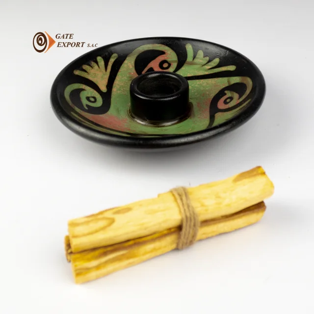 100% Peruvian PALO SANTO HOLDER Handmade Wood Artisan Work Shape Sandalwood Scented Boxed Made Talented Peruvian Communities