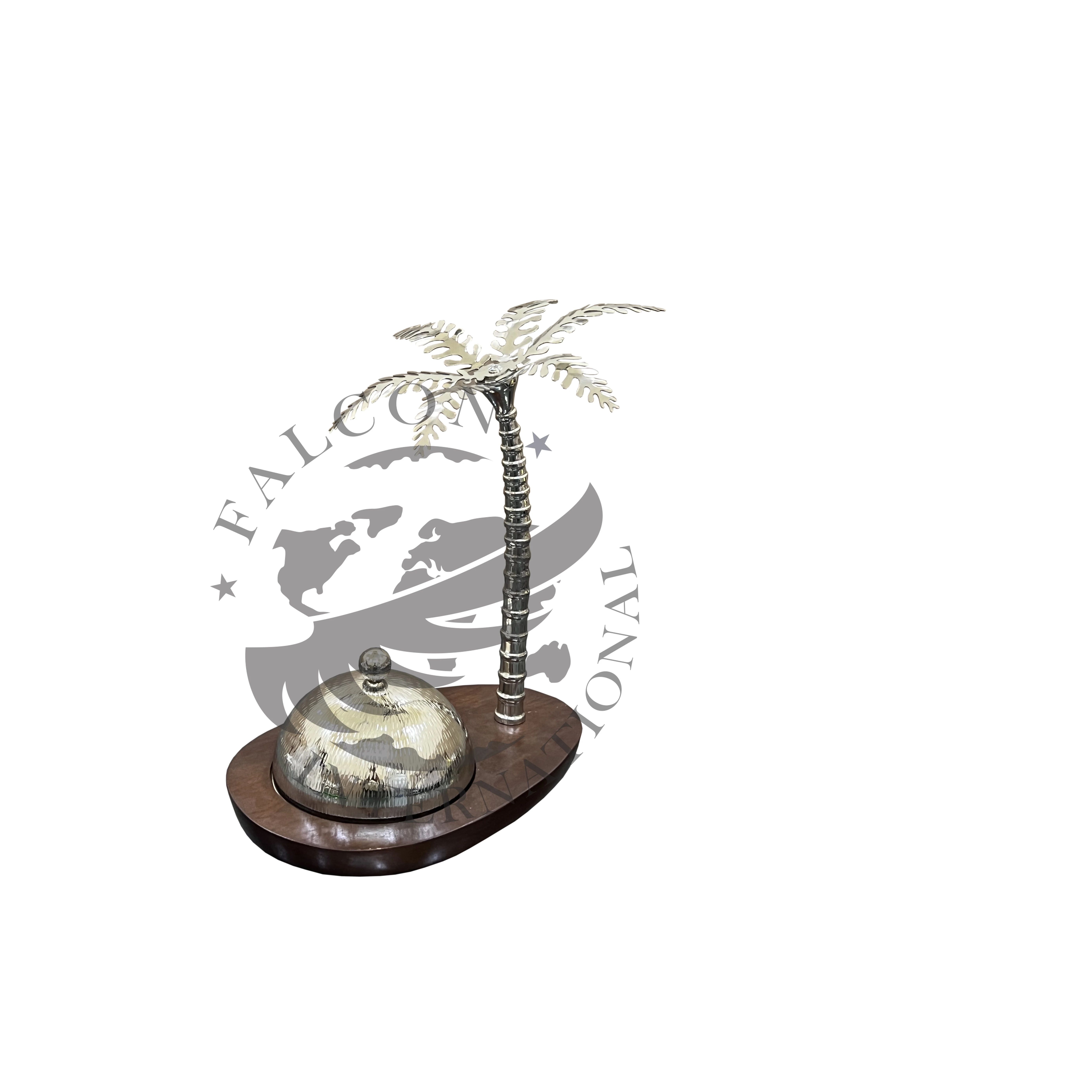 Mango Wood with Metal Dates Tree Tray Aluminum & Mango Wood Base Set For EID & Ramadan Giveaways By United Trade World