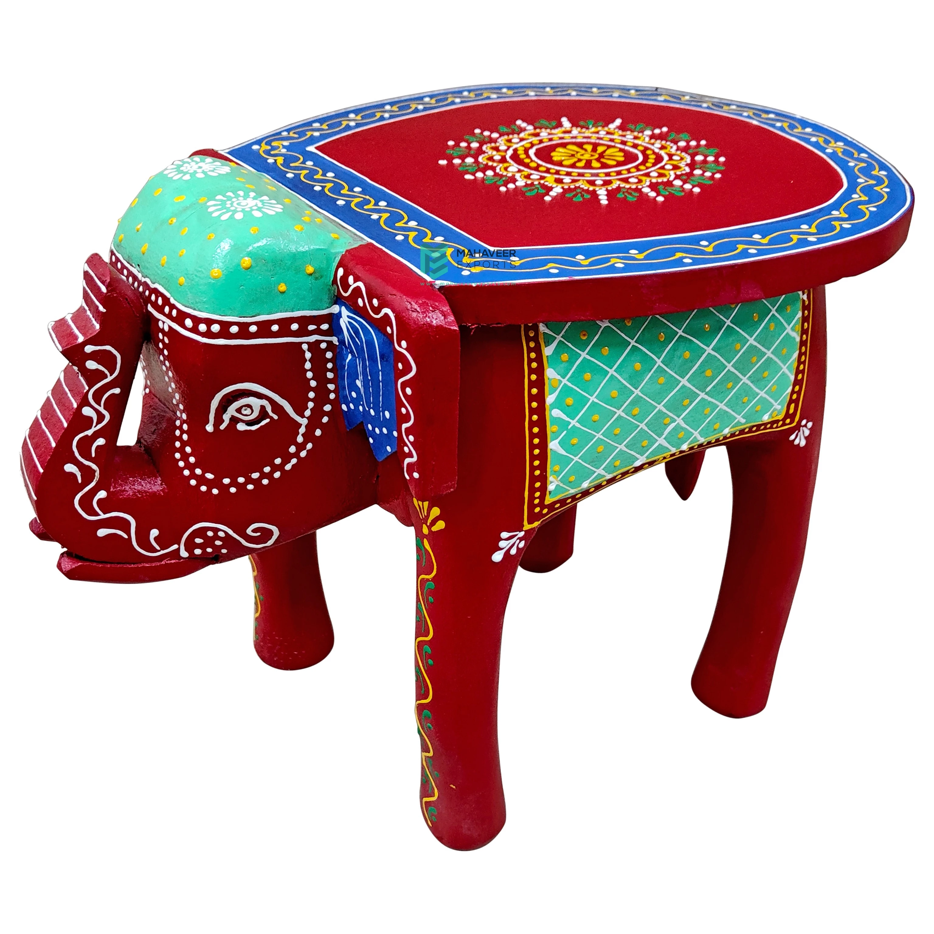 Best Selling Fine Hand Painted Wooden Elephant Stool Unique Designed Home Decor Furniture for Living Room / Drawing Room