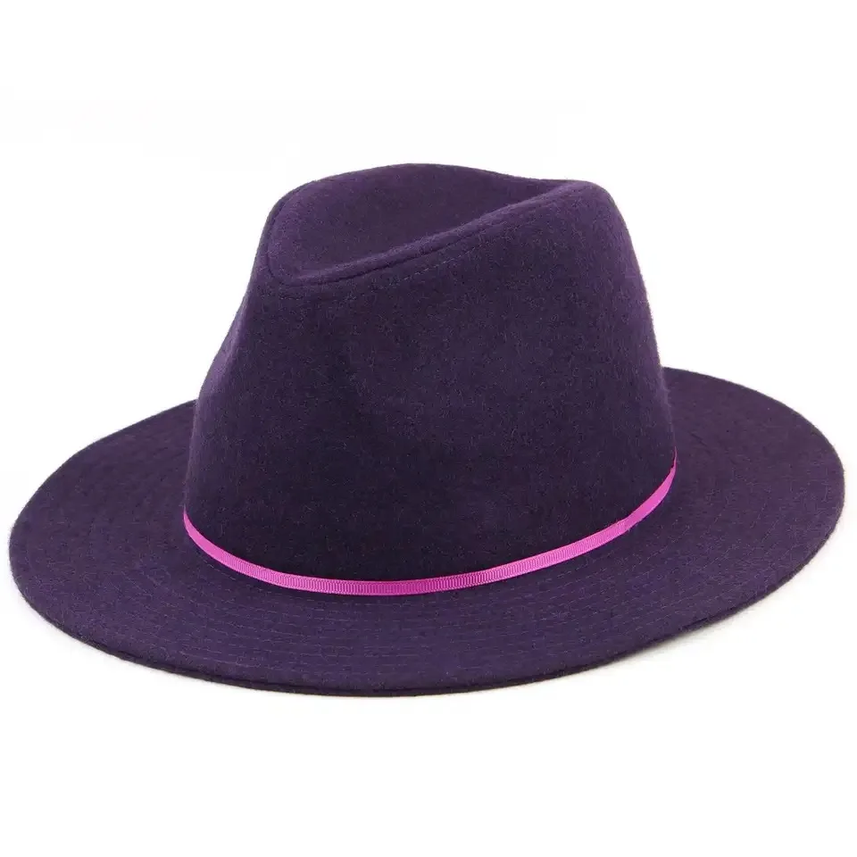 Custom Logo High Quality Wholesale Wool Fedora Hat Wide Custom Logo Black Fedora Hats For Men