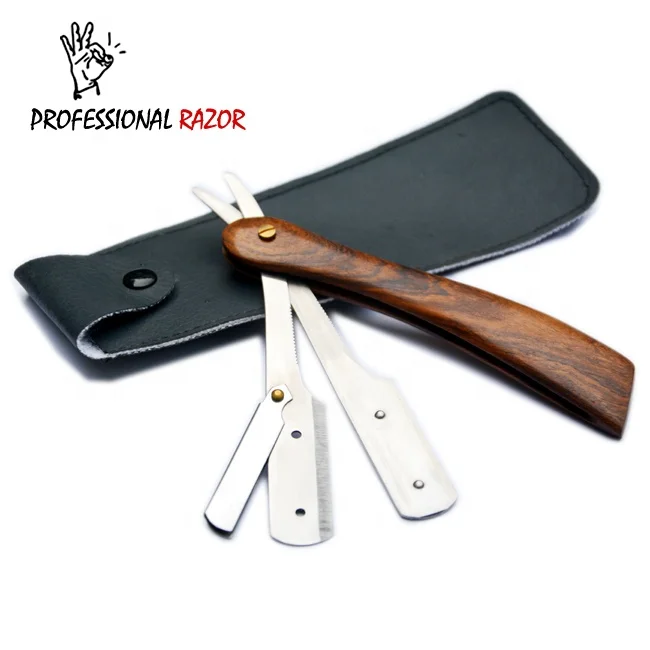 Professional razor with wooden handle / Personal Care 2022 Stylish private logo shaving Razor / Barber Straight Razor with case