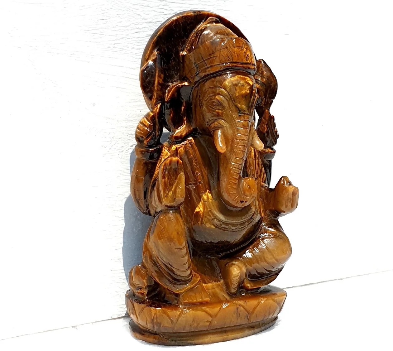 Handcrafted Ganesha Statue Figurine Must Buy Tiger Eye Made in India Piedras Naturales Crystal Healing Stone Quartz Chakra Style