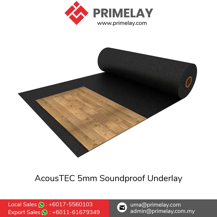 High Density Recycled SBR Rubber Material Soundproof Underlay AcousTEC 5mm Ceramic Tile Acoustic Underlay Solution