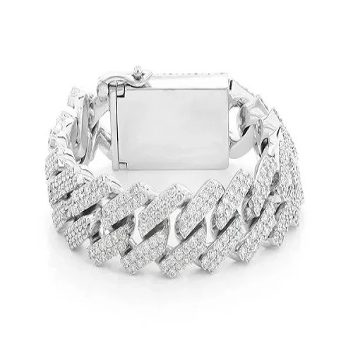 Cuban Chain Woman And Men Iced Out Paved Lab Grown Diamond Rapper Cuban Link Chain Bracelet Hip Hop Jewelry  Cuban Link Bracelet