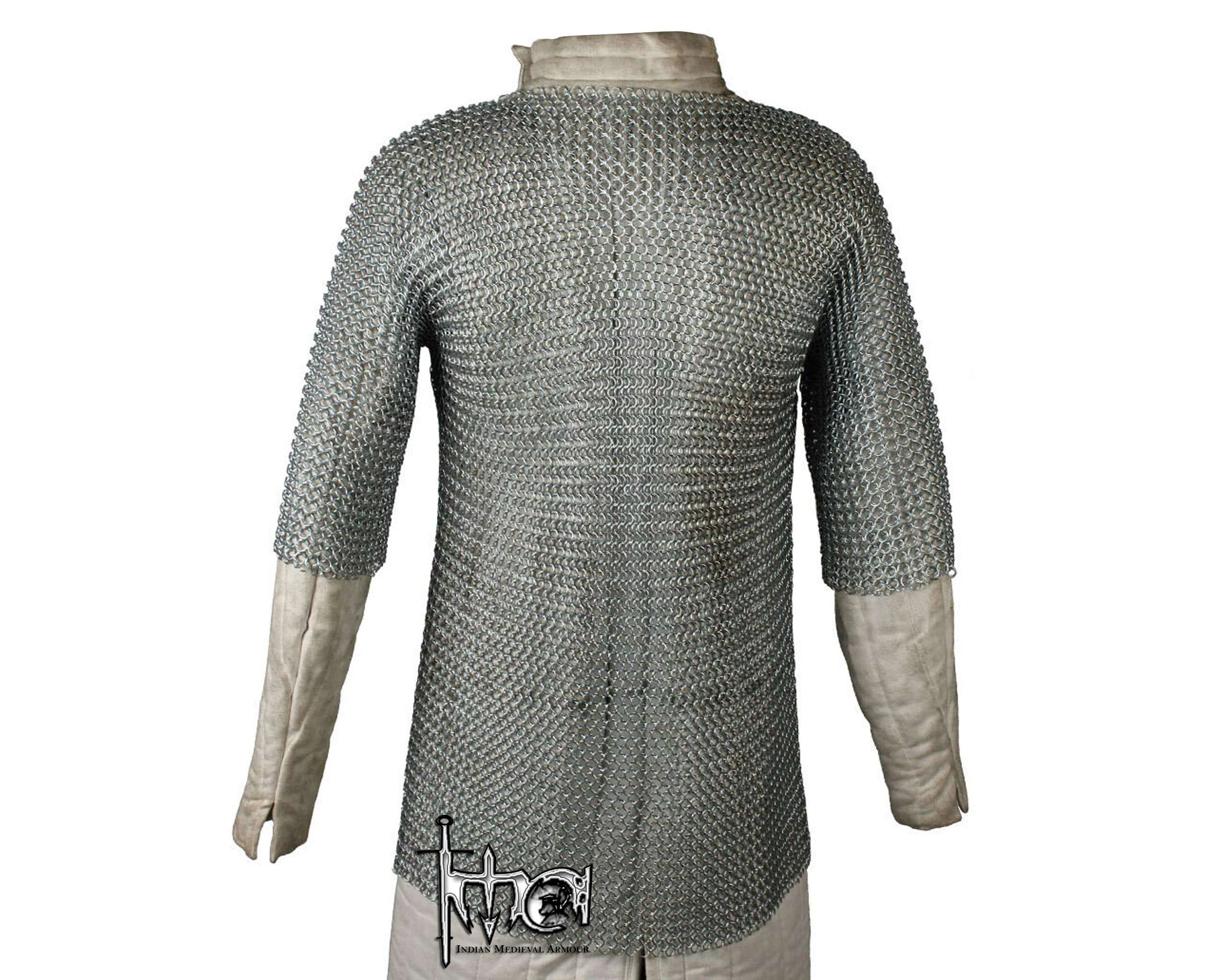 Flat Riveted Chainmail Wearable Knight Full Sleeves Medieval Chainmail Armor Shirt