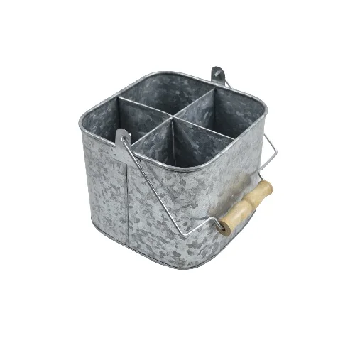 Buy Elegant Home Galvanized Flatware Caddy Organizer For Kitchen Counter-Top with Comfortable Handle Low Prices