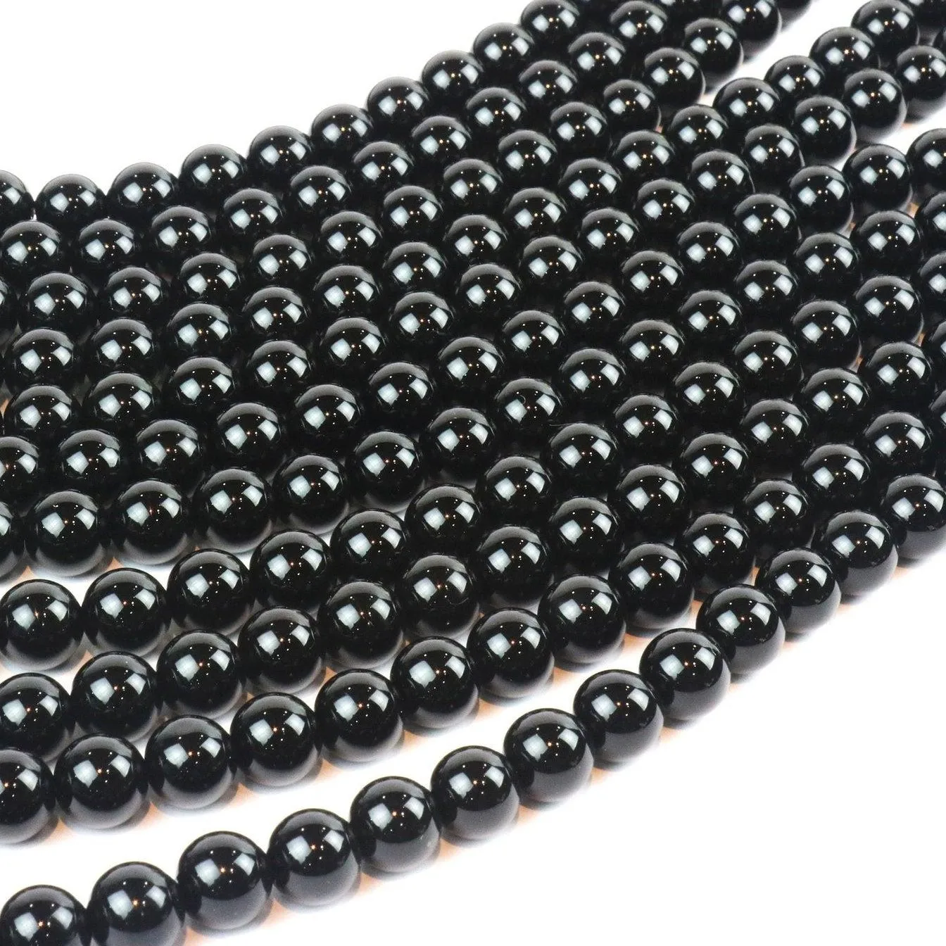 High Quality Semiprecious Natural Black Onyx Gemstone Loose Smooth Round Beads