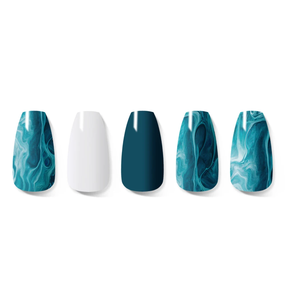 Wholesale color design Korea semi-cured Uv gel nail stickers Own-brand polyethylene gel nail kits wave gel BLUE nail lamp