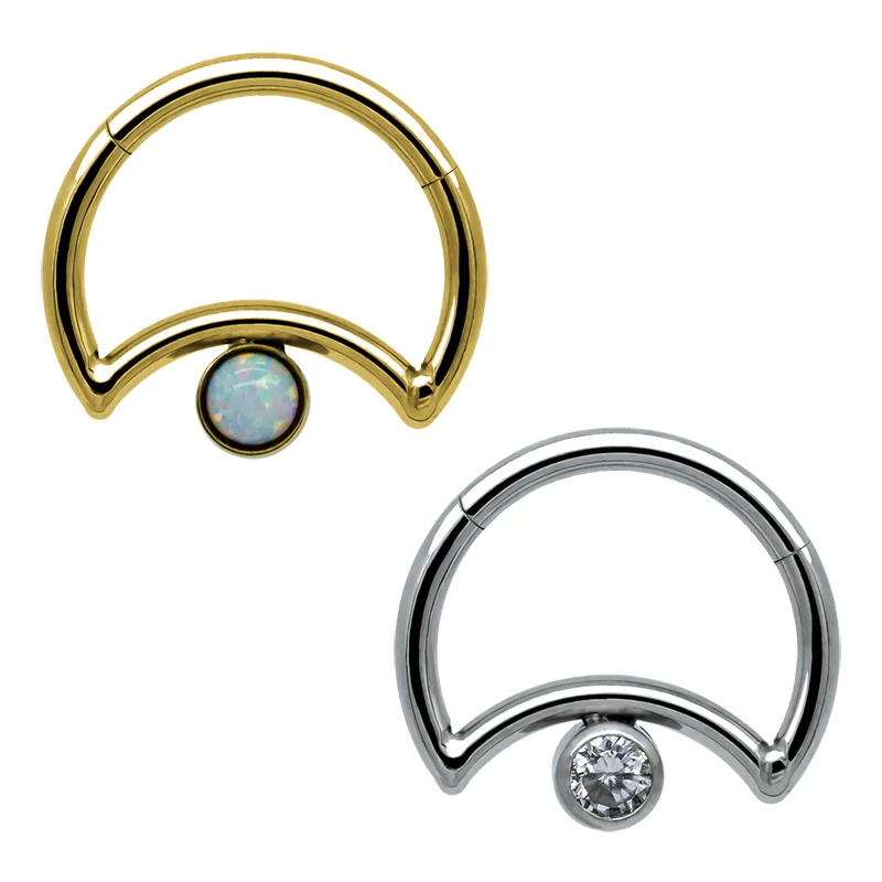 Golden Moon Piercing Jewelry Nose Ring Gold Silver G23 Titanium Fashion for Men & Women Crescent New Trend Round 50 Pcs Accept