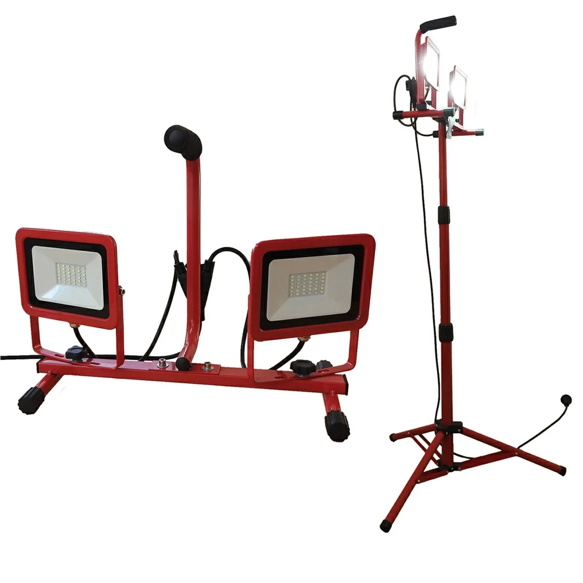 Dual-Head  LED Workshop lamp 2 x 30W Twin Heads with Adjustable Tripod Stand