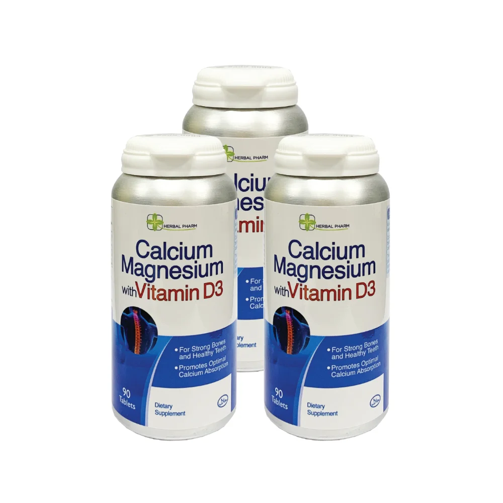 Low Price High Quality 90 Tablets Calcium Magnesium with Vitamin D3 Zinc for Stronger Bones & Healthy Teeth Hala certificate