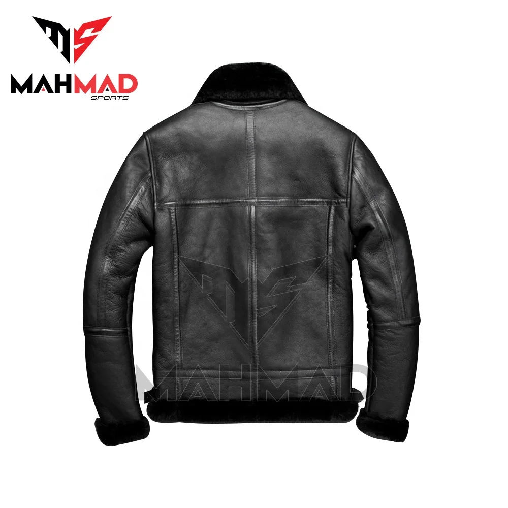 New 2023 Arrival Custom Made Mens Sheepskin Leather Jackets Mens B3 Bomber Aviator Shearling Jacket Fashion Mens Bomber Jackets