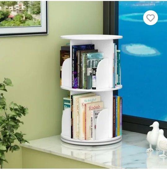 Top choice PVC Desktop Home Office 5 tiers round Rotating bookshelf multifunction and conveniently used in saving space