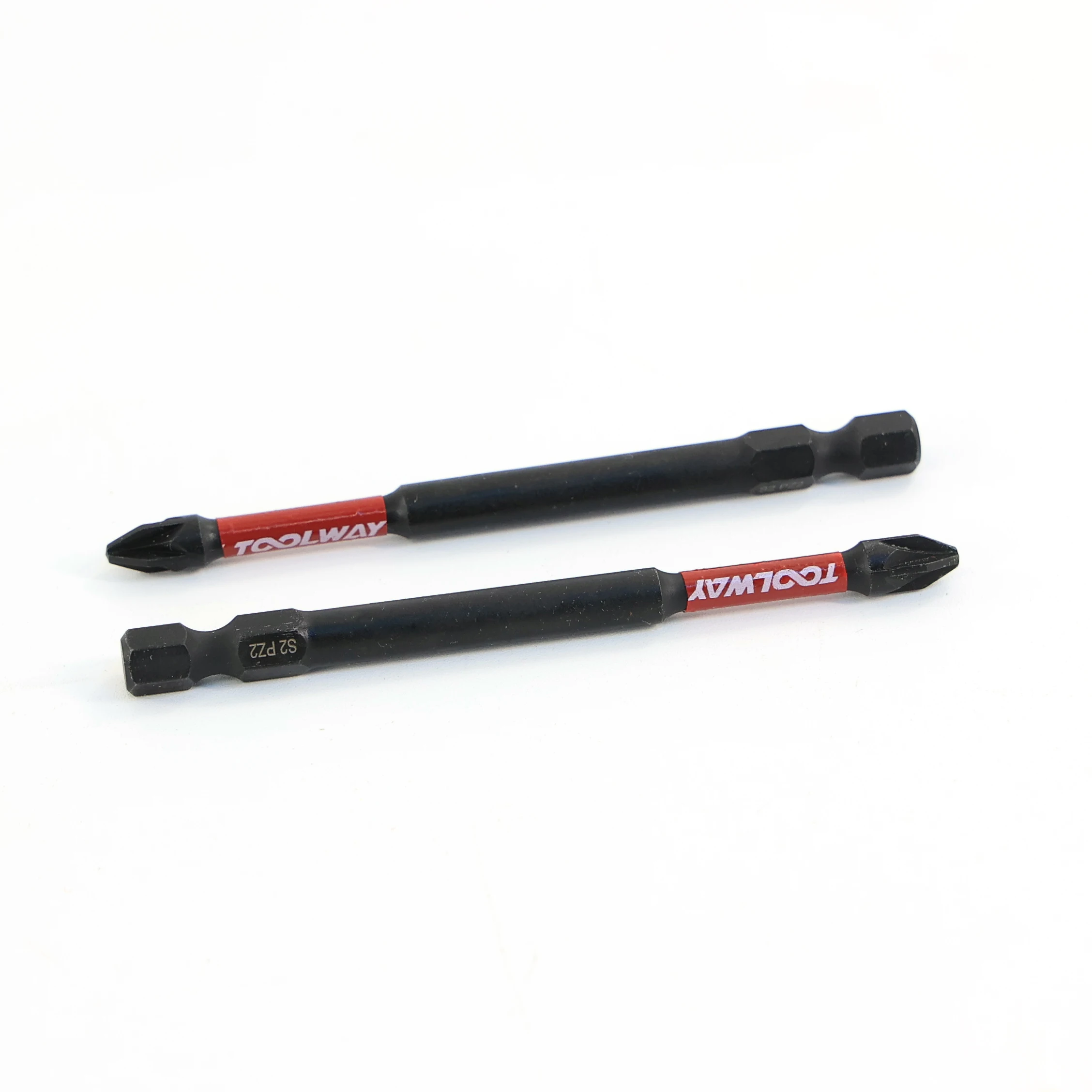 Ударная отвертка TOOLWAY 90 мм S2 PZ2 с шестигранным хвостовиком длинные черные Биты для