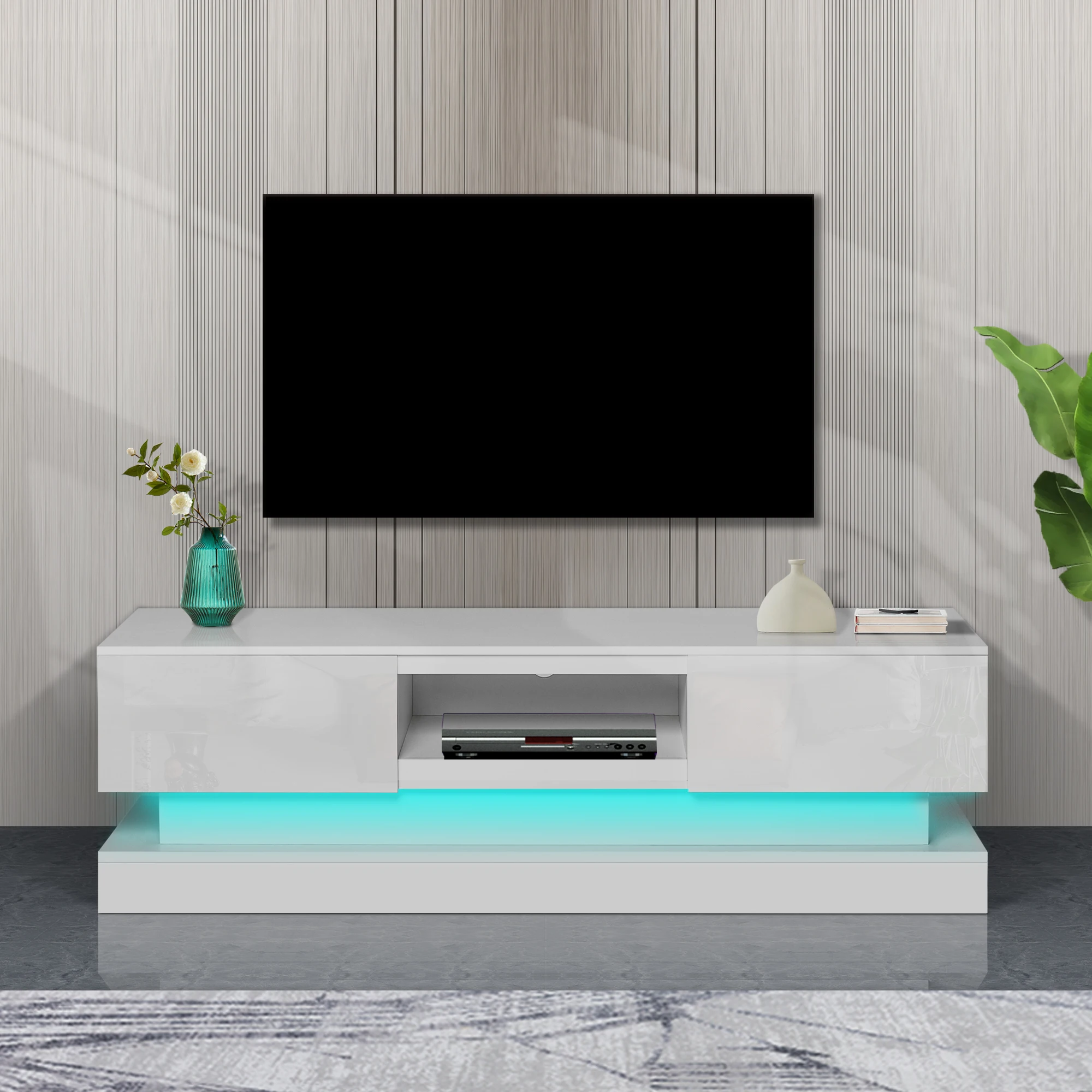 Custom-made simple latest design solid wood MDF TV stand with drawer wall unit cabinet