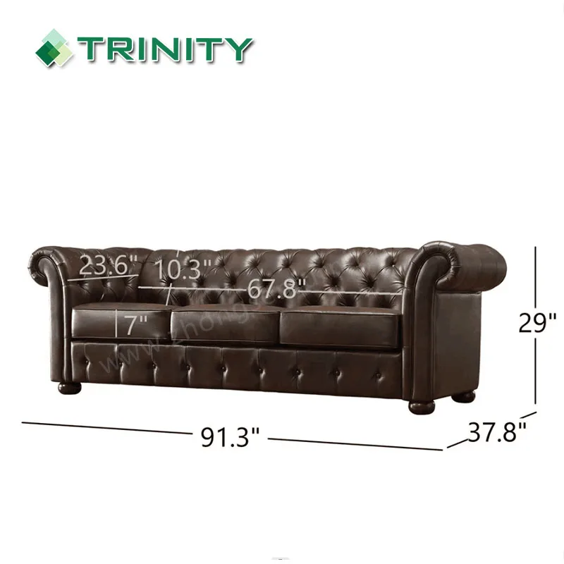 Factory Custom Luxury Design Classic Chesterfield Sofa Set Leather Furniture for Hotel Lobby