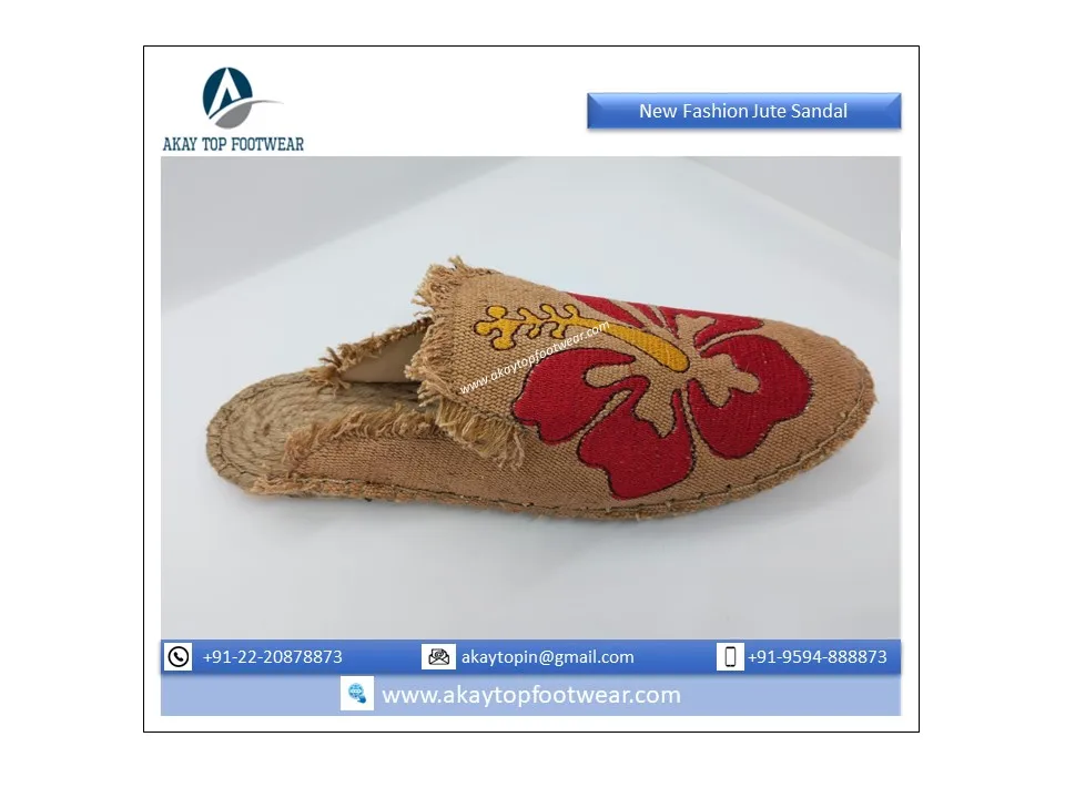 Customized Size Customized Design Available in Unique Design Jute Fabric Espadrille Sandals with Synthetic Lining Rubber Outsole