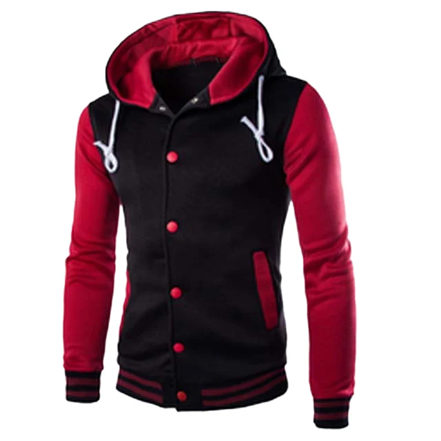 Classic Baseball Hoodies Men Spring Warm Patchwork Fleece Sweatshirts with OEM service