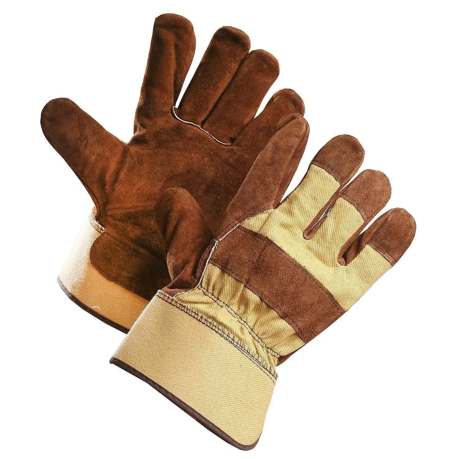 Brown Split Leather Work Glove with Removable Fleece Liner Protective Leather Fire Proof Cut Resistant Proof Gloves