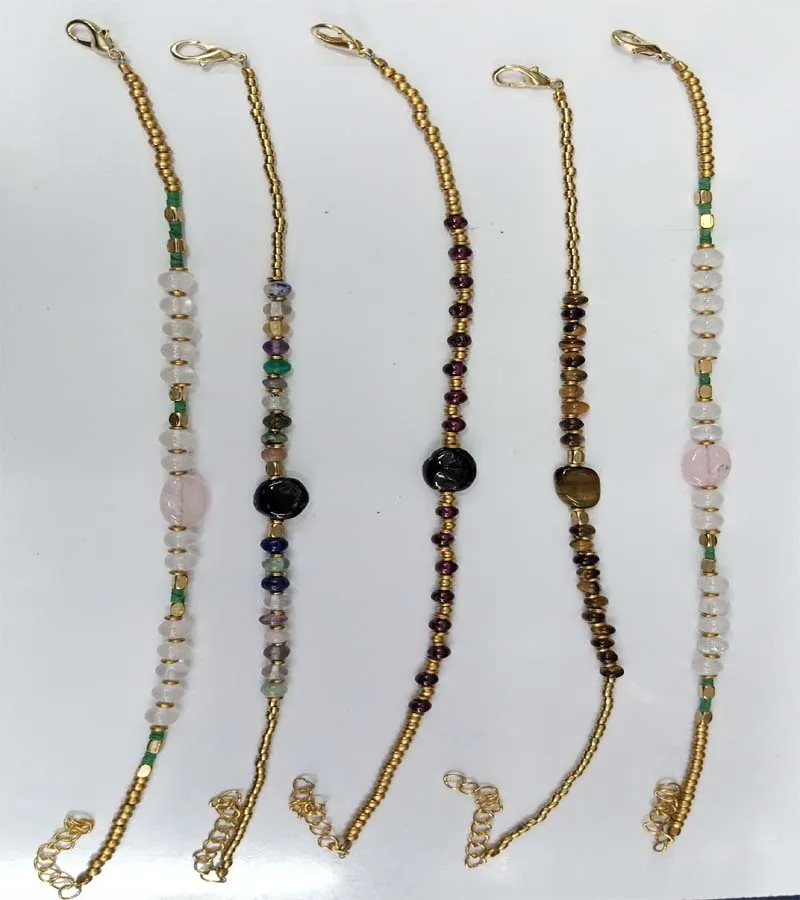 Natural Stone Beads Women Fashion jewelry Anklet GC-AKT-120 Available At Best Price From Custom jewelry manufacturer