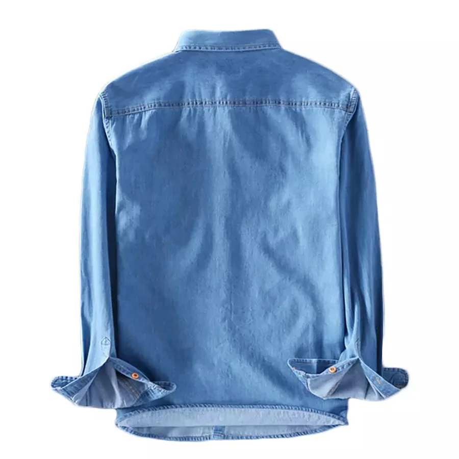 2020 New Denim Shirt Men Plus Large Size Cotton Jeans Cardigan Casual Fashion Two-pocket Slim Fit Long Sleeve Shirts For Male