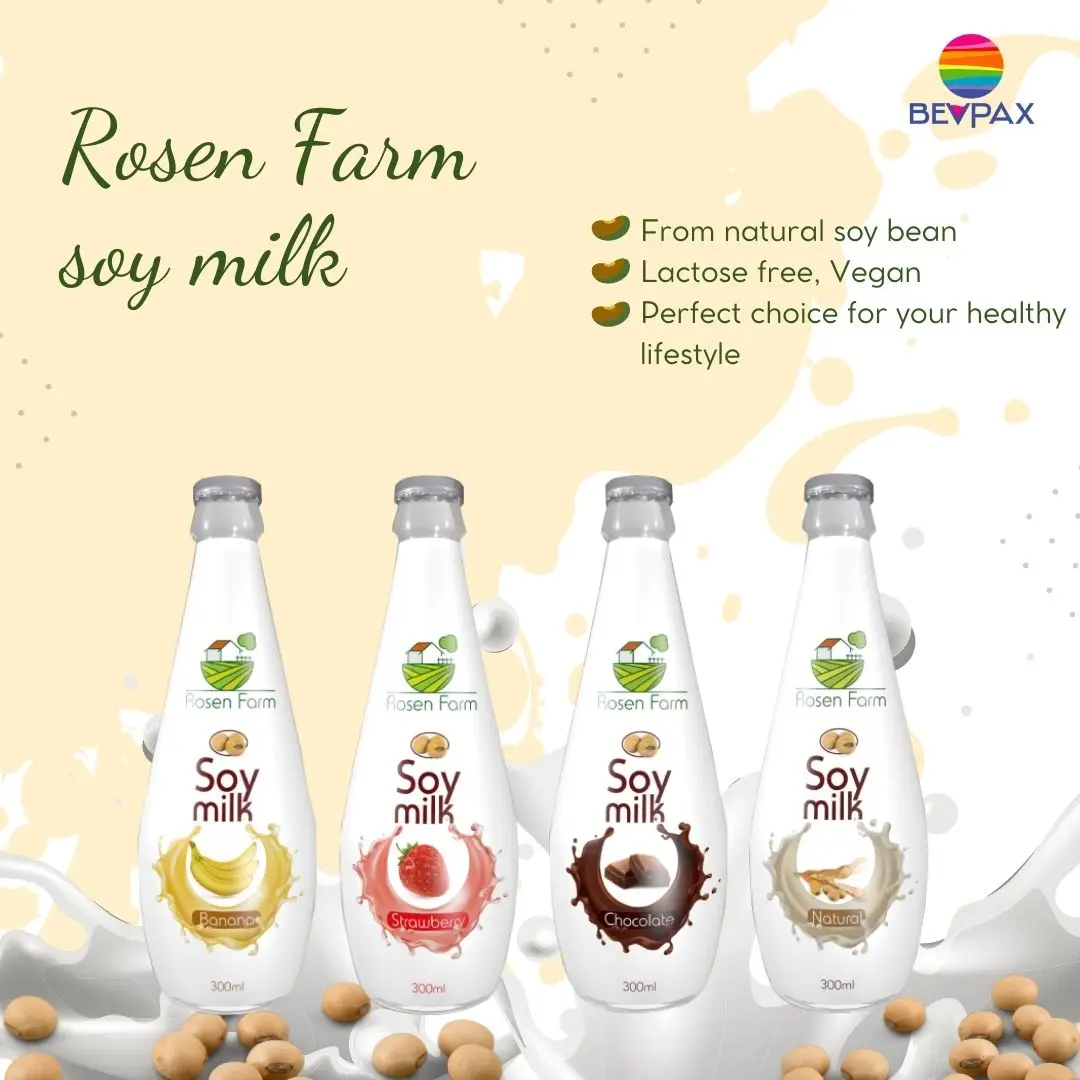 Low price Plant based soy milk from Vietnam best selling for Africa market 300ml glass bottle natural flavor