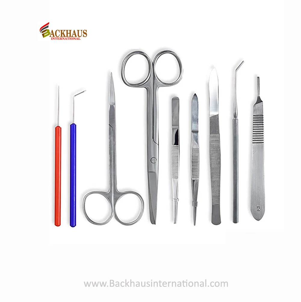 Professional 10-Piece Surgery Kit Stainless Steel Scissor Scaler Forceps and Other Manual Essential Surgical Tools Set with Case