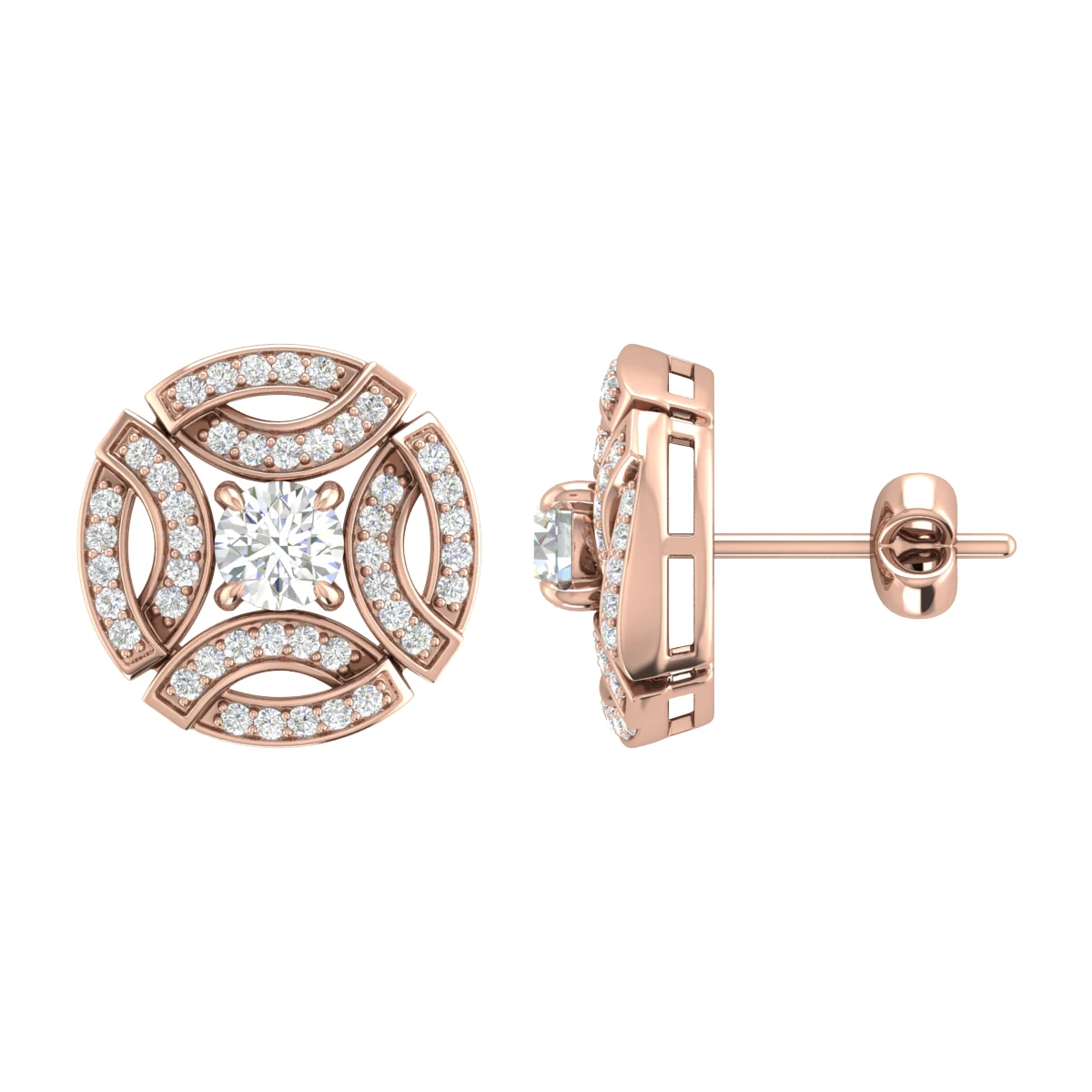 18k Gold Colored Rose Gold IGI Certified Lab Grown Diamond Stud Earrings for Women Handmade Bulk Product
