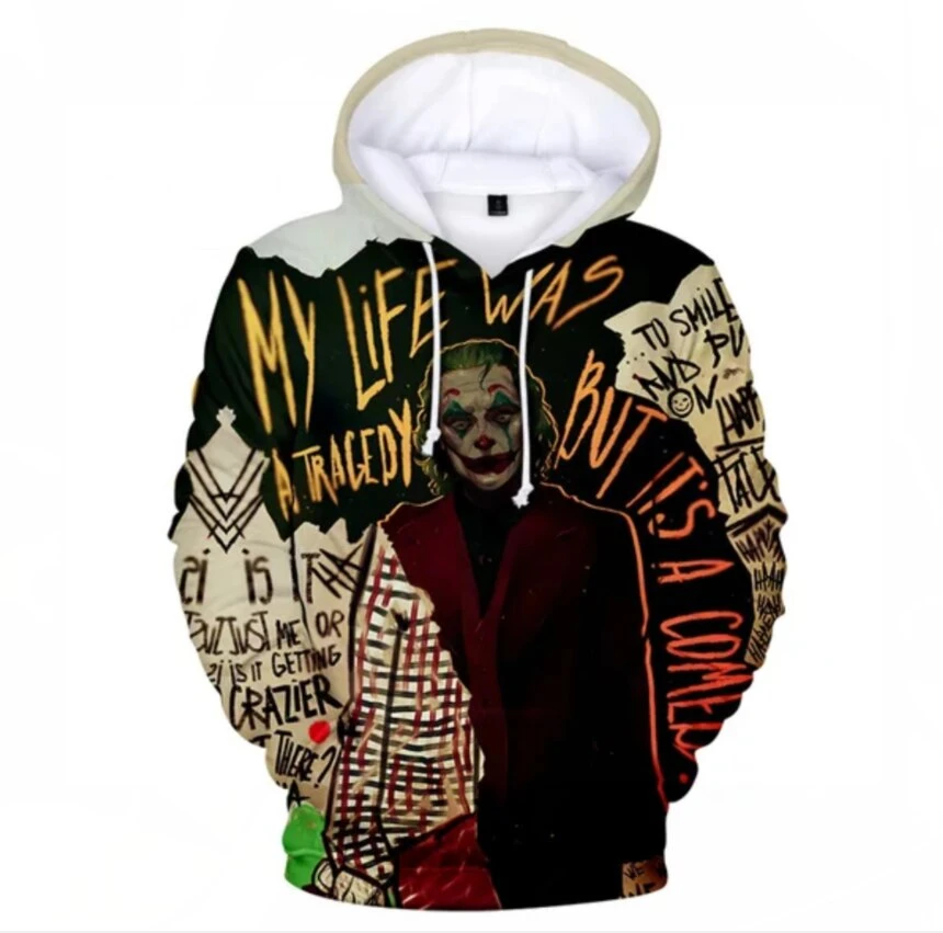 Hot Joker 3D Printed Hoodies Men Horror Movie Men Casual Fashion Funny Oversize Pullover Hoodies