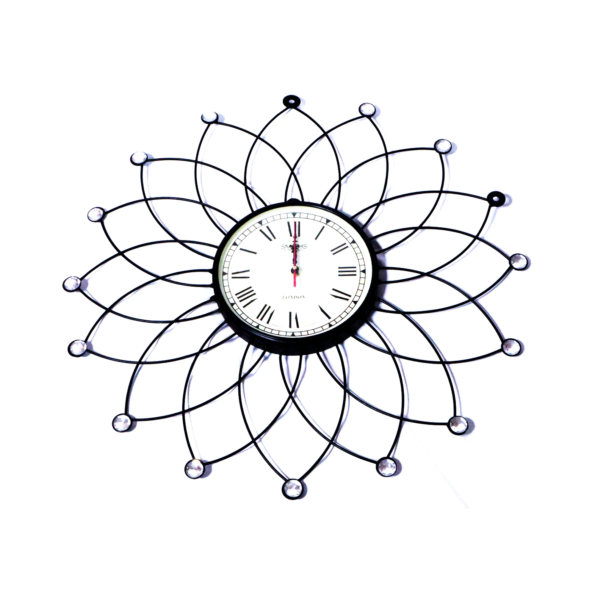 Modern London Flower Wall Clock Metal Wall Clock With Roman Numbers Decor Wall Clock for Living Room Bedroom Kitchen Office