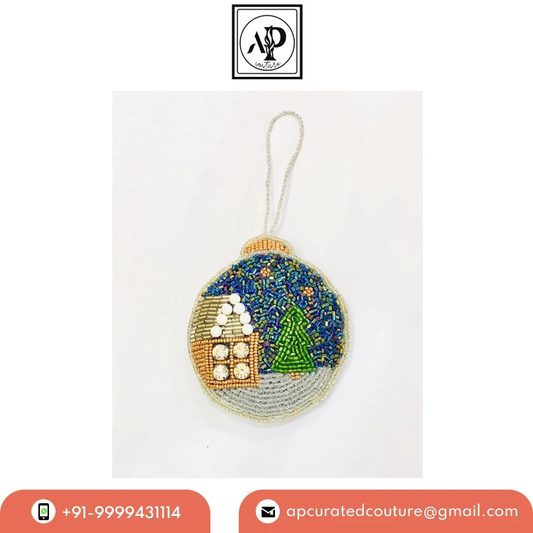 High Quality Festive & Party Supplies Embroidered Christmas Tree Decoration Hangings Ornaments from Indian Exporter