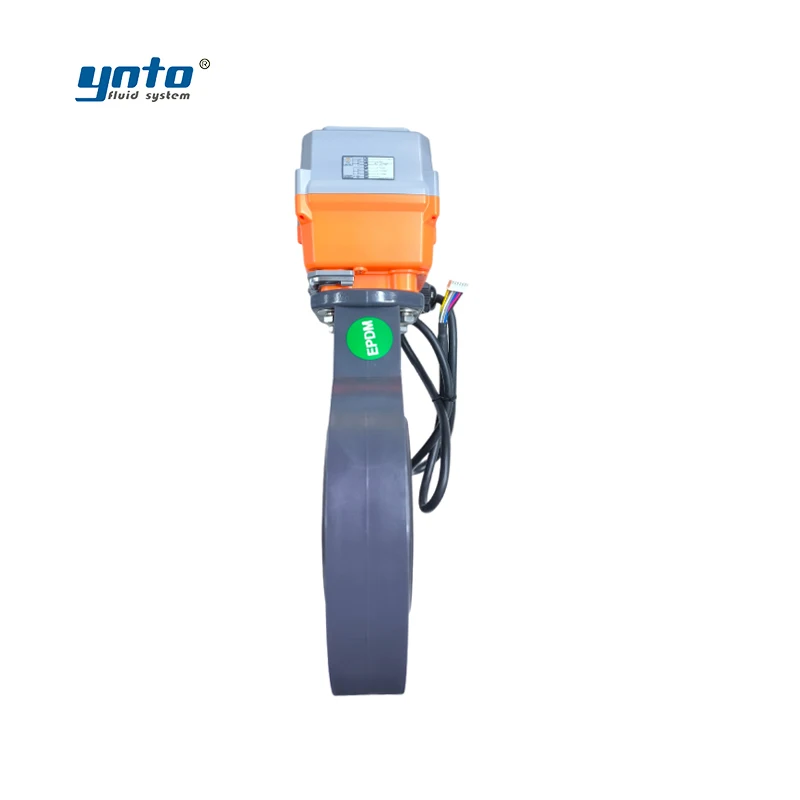 YNTO 24V 12V 220V 230V on/off Butterfly valve DC AC stainless steel UPVC valve