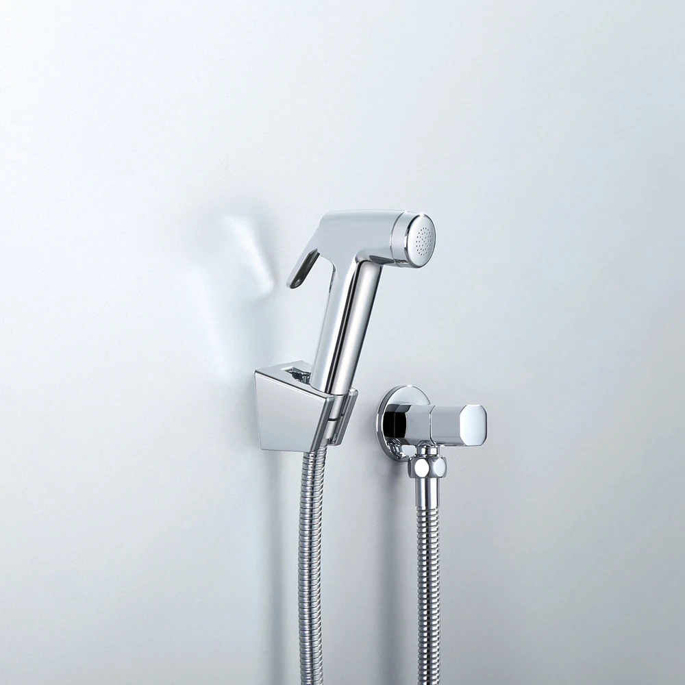 Stainless Steel Shattaf Handheld Chrome Bidet Adjustable Sprayer Kit Toilet with Hot and Cold Mixing Valve