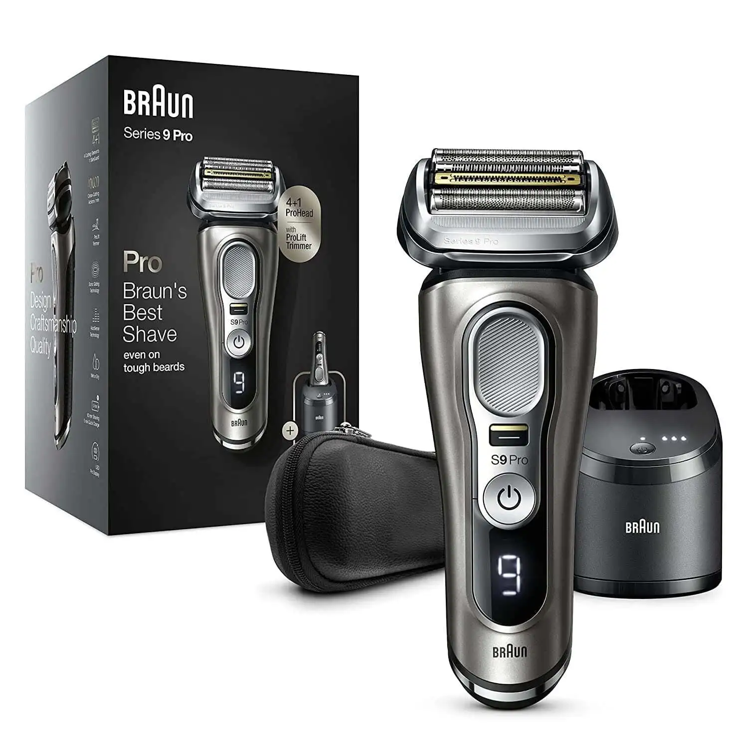 Мужская электробритва Braun Series 9 Pro 9465cc перезаряжаемая с чистой станцией благородный металл