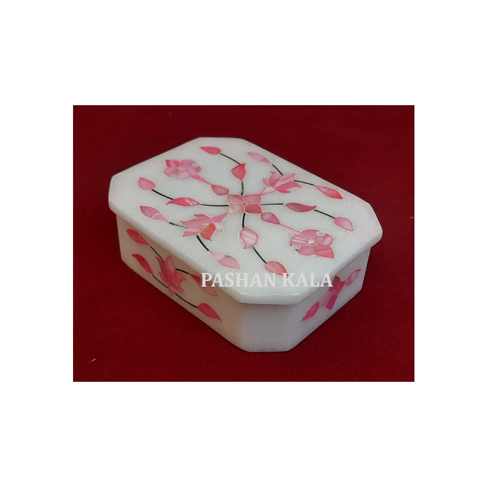 Perfume Wedding Return Gifts Purpose For Best Quality Handmade Natural Marble Pink Inlay Mother Of Pearl Storage Box From India