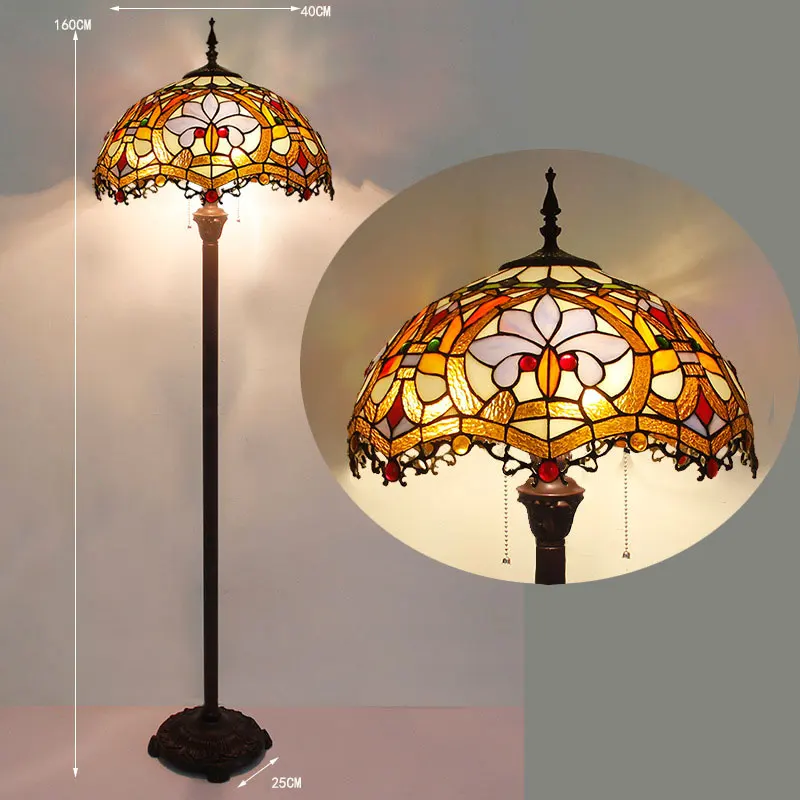 Lamp Parts Factory Supply Tiffany Style Floor Stained Glass Shade LED Metal Made in China Carton Customize 220V Round 10 - 60 VG