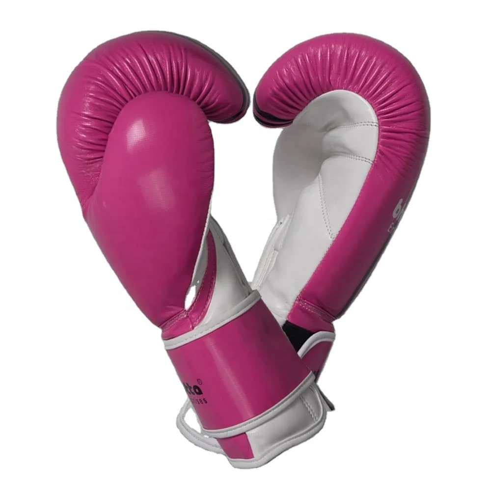 Hot Selling 14 oz Pink/White With Black Lining Custom New Design Leather Boxing Gloves For Unisex Kick Boxing Pakistan Made 2022