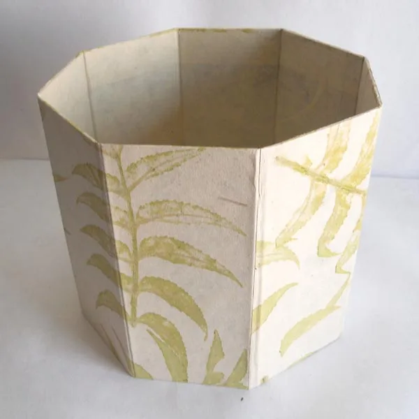 Hemp fiber paper Handmade leaves impressions all over flower pots customize Foldable planters for Decoration and Gifting