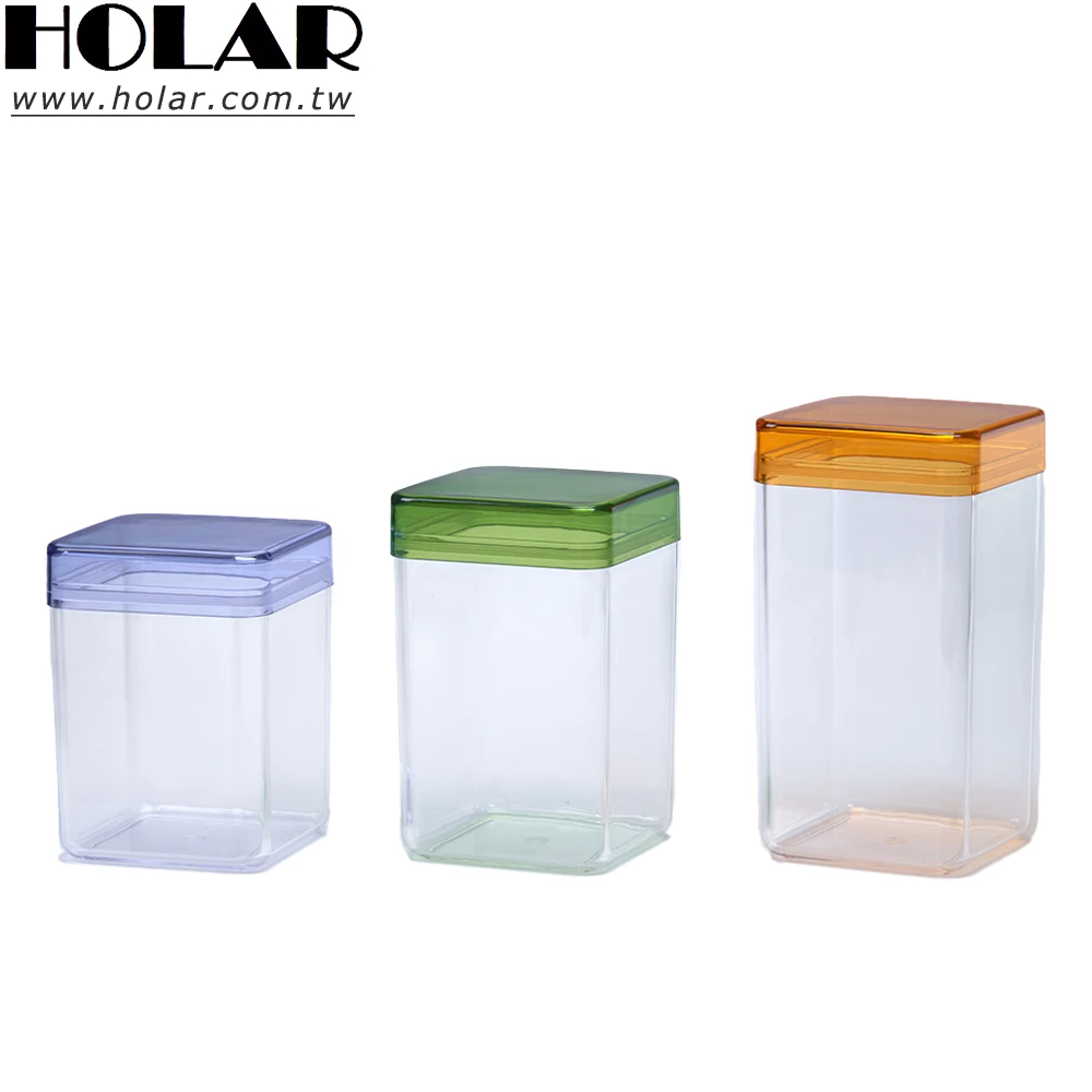 [Holar] Taiwan Made Premium Storage Organization Square Colorful Lid Plastic Clear Food container