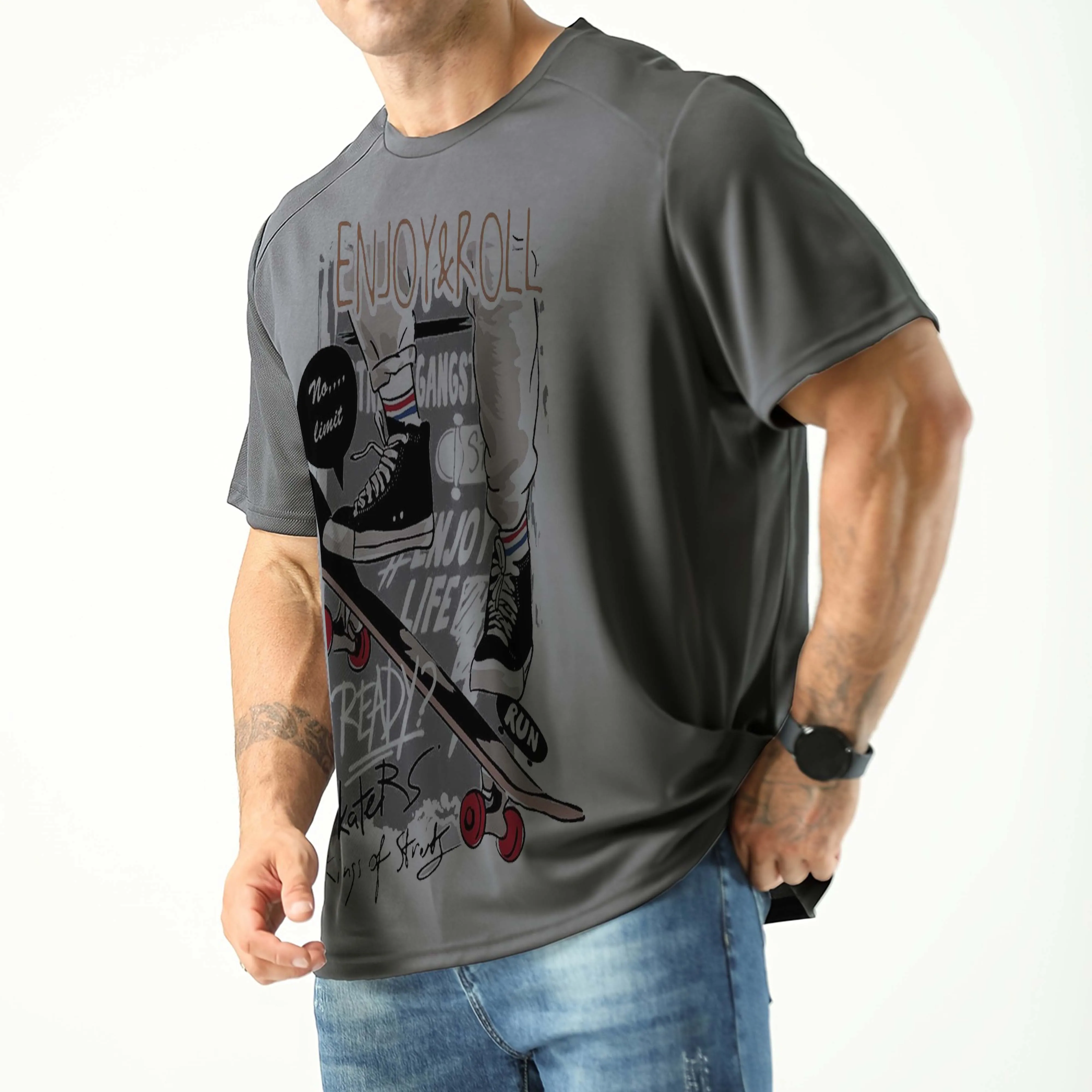 Fitted Crew Fitness Rounded Neck Sporting Custom Logo Men T Shirt Male T Shirts For Sale OEM Service Customized Boys