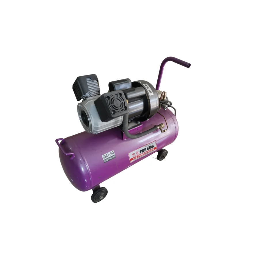 220V High Quality 4.5HP Oil Free Twin Piston Portable Mini Air Compressor 50 liters tank mobile workshop for sale