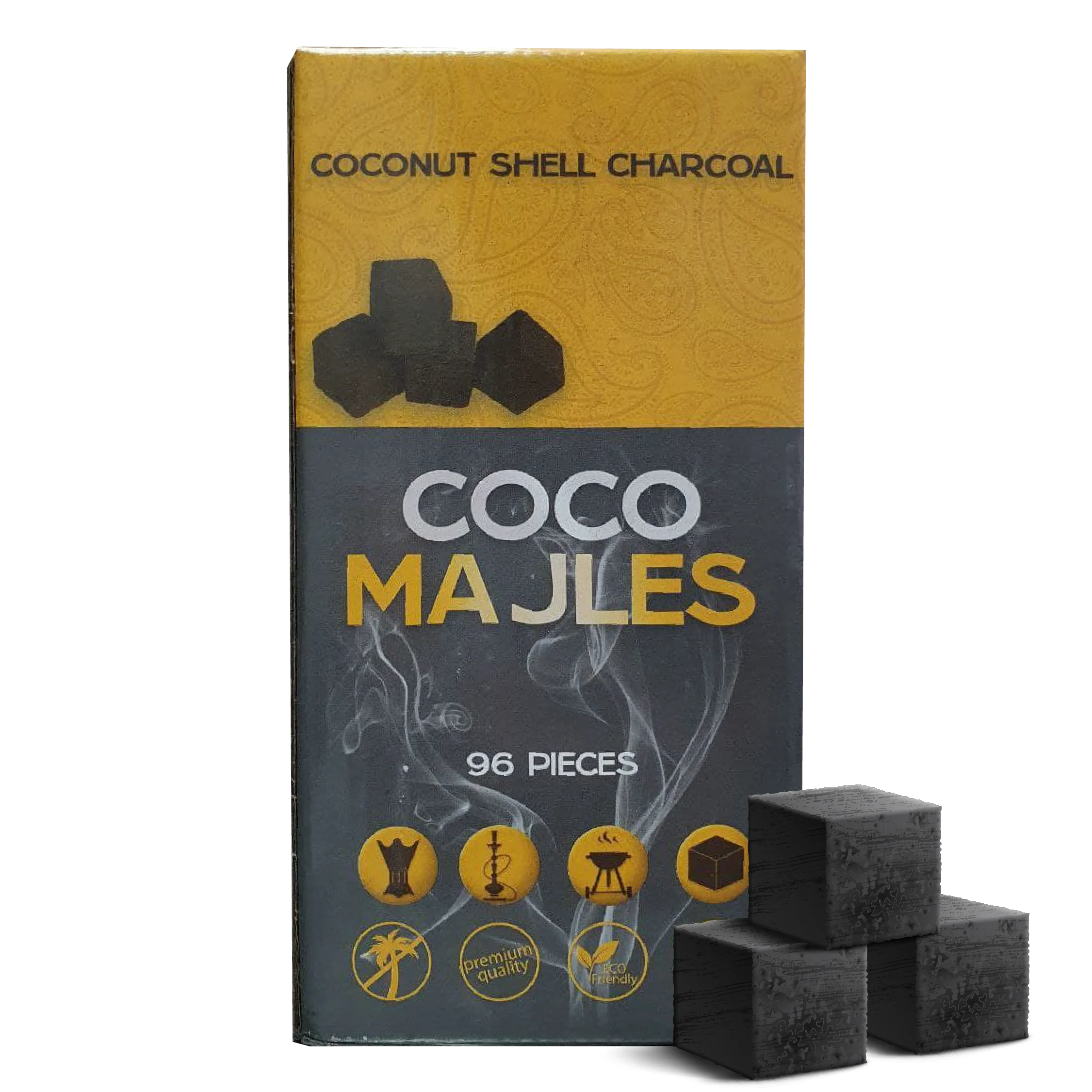 Coconut Coal Shell Charcoal Smokeless 72 pieces Chemical Free Hookah Shisha Coal Factory Price High Quality Natural Thailand