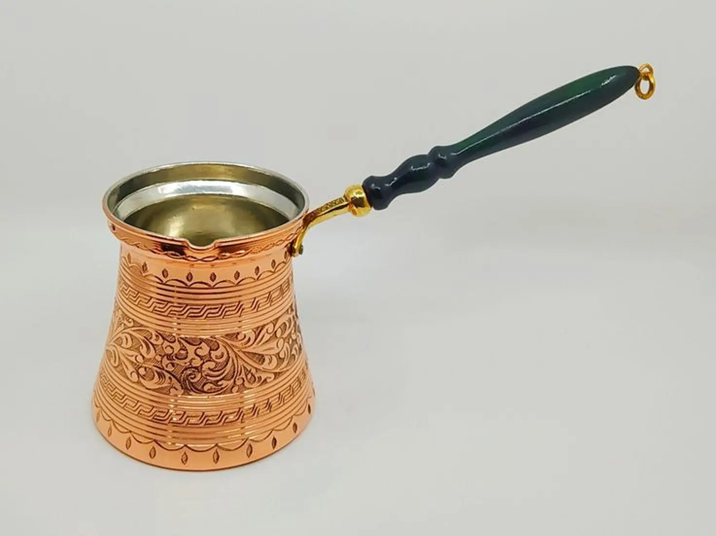 Turkish coffee pot Cezve  brass handle coffee tool Hot Sale Turkish Copper Milk Tea Coffee Cup Pot Warmer with Long Handle
